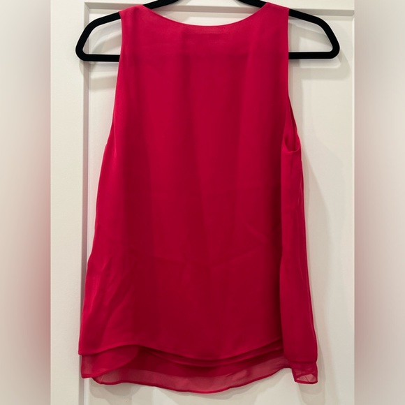 Diane von Furstenberg Raica Pink 100% Silk Sleeveless Layered Top W/ Keyhole - Picture 5 of 9